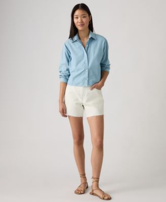 Women's Cotton Cinch-Waist Denim Shorts 