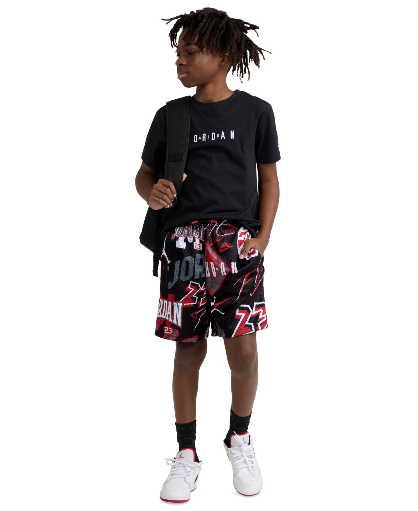Шорты Jordan Dynasty Printed Elastic Waist Shorts для мальчиков, цвет: Чёрный / Красный — фото 2