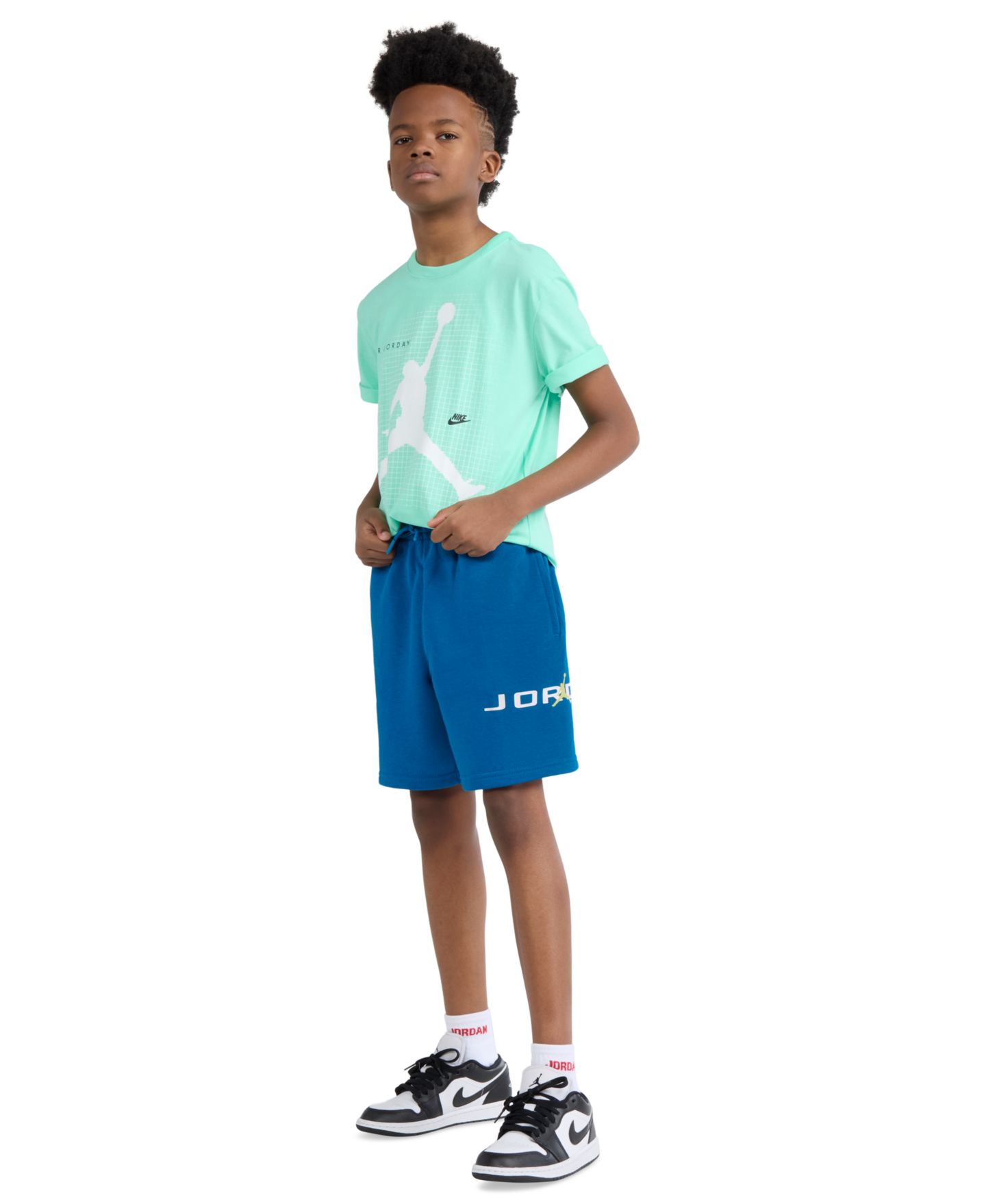 Шорты Jordan Baseline Elastic Waist Fleece Shorts для мальчиков, цвет: Королевский синий — фото 2
