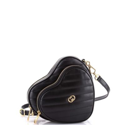 Mini Interlocking G Heart Shoulder Bag Diagonal Quilted Leather