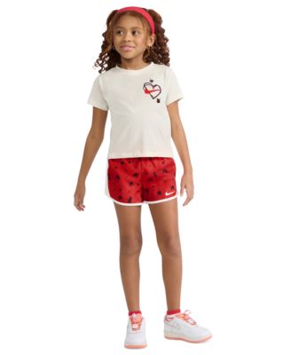Girls' 4-6X Cherry T-Shirt and Dri-FIT Tempo Printed Shorts, 2-Piece Set