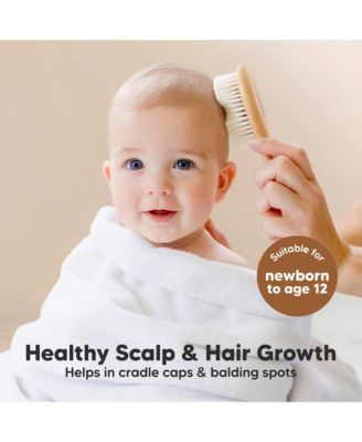 Baby Hair Brush and Comb Set Petite, Oval Wooden Baby Brush Set for Newborns, Infant, Toddler Grooming Kit