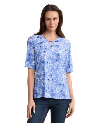Women's Printed Double Keyhole Top