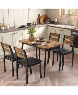 5 Piece Dining Table Set for 4, Space-Saving Kitchen Table with Upholstered Chairs, Compact Dinner Set for Small Spaces, Apartment, Dining Room