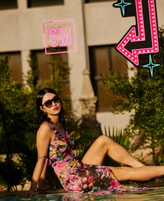 Women's Mesh Cowl Neck Cover-Up Maxi Dress