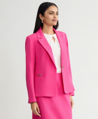 Women's One-Button Chain-Trim Blazer, Regular & Petite