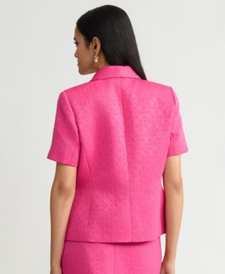 Women's Circle Jacquard Short-Sleeve Blazer, Regular & Petite