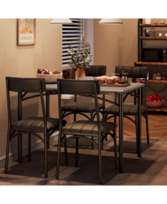 Kitchen Table and Chairs for 4, Dining Table Set for 4 with Upholstered Chairs, 5 Piece Rectangular Kitchen Table Set, Dining Room Table Set