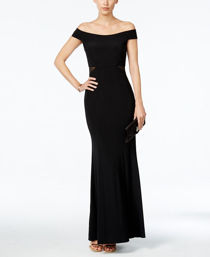 XSCAPE OffTheShoulder MeshInset Trumpet Gown Macy's