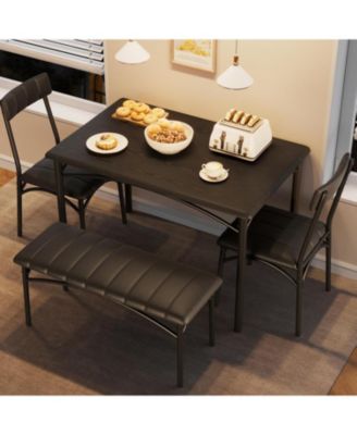 Dining Table Set for 4, Kitchen Table with Upholstered Bench and 2 Chairs, Kitchen Table and Chairs Set, for Small Space, Apartment