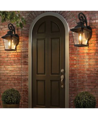 14" Outdoor Wall Lanterns 2-Pack, Waterproof Wall Sconce with Clear Glass Panels, Patio, Garden