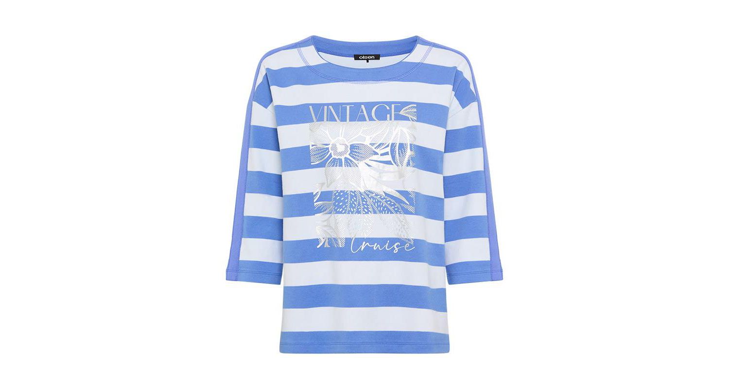 Women's Stripe and Placement Print Jersey Top