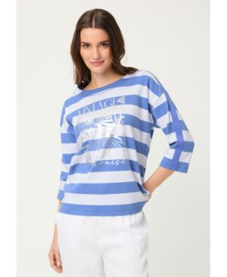 Women's Stripe and Placement Print Jersey Top