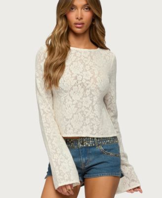 Women's Flaura Backless Sheer Lace Top