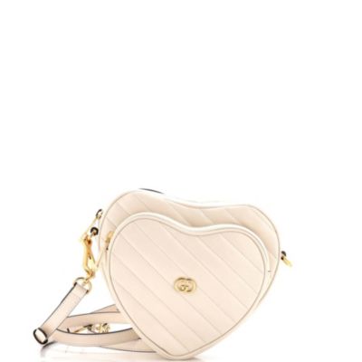 Mini Interlocking G Heart Shoulder Bag Diagonal Quilted Leather
