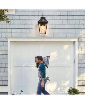 21"(H) 2-Pack Outdoor Wall Lantern Light – Modern Metal and Clear Glass Sconce for Porch, Patio, and Garden Lighting (Bulb Not Included)