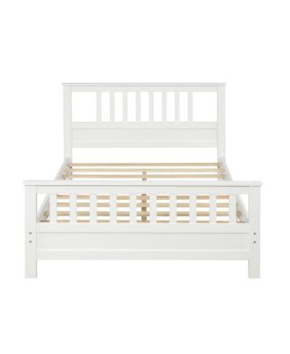 Full Size Wood Platform Bed Headboard Footboard 10 Wood Slats No Box Spring