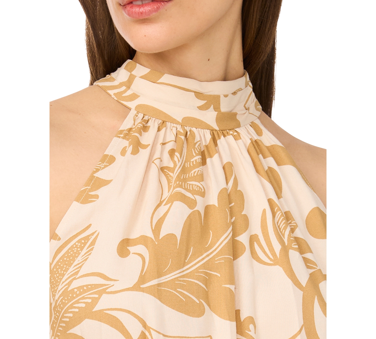 Msk Women's Halter Neck Tiered Maxi Dress with Belt
