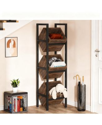 3-Tier Basket Stand Wooden Storage shelf Kitchen Bathroom Organizer
