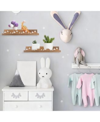 3 Snow Mountain Floating Shelves Wood Wall Mounted Rustic Nursery Decor