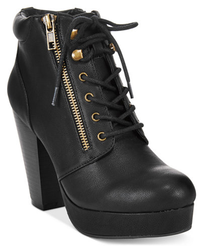 Material Girl Rheta Lace-Up Platform Booties, Only at Macy's