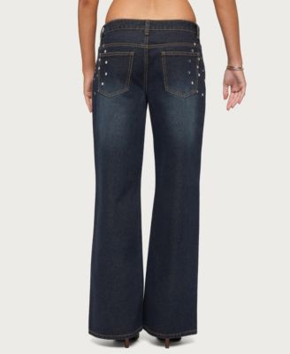 Women's Spiral Studded Low Rise Baggy Jeans