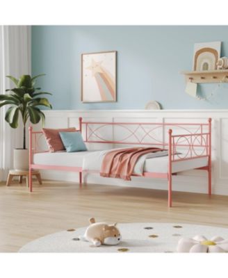Twin Daybed with Trundle, Metal Twin Daybed and Trundle Set, Day Bed Sofa Bed Frame with Steel Slat Support, Multifunctional Sofa