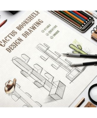 Cactus Tree Bookshelf Wood Corner Storage Rack