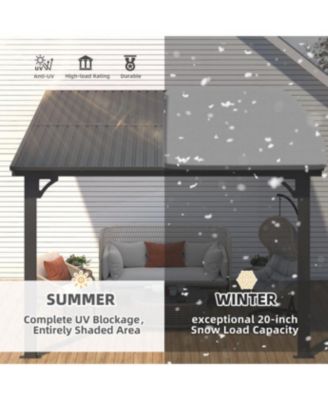 10x10 Outdoor Hardtop Gazebo Adjustable Height (6.5-9.8Ft) Pergola for Patio