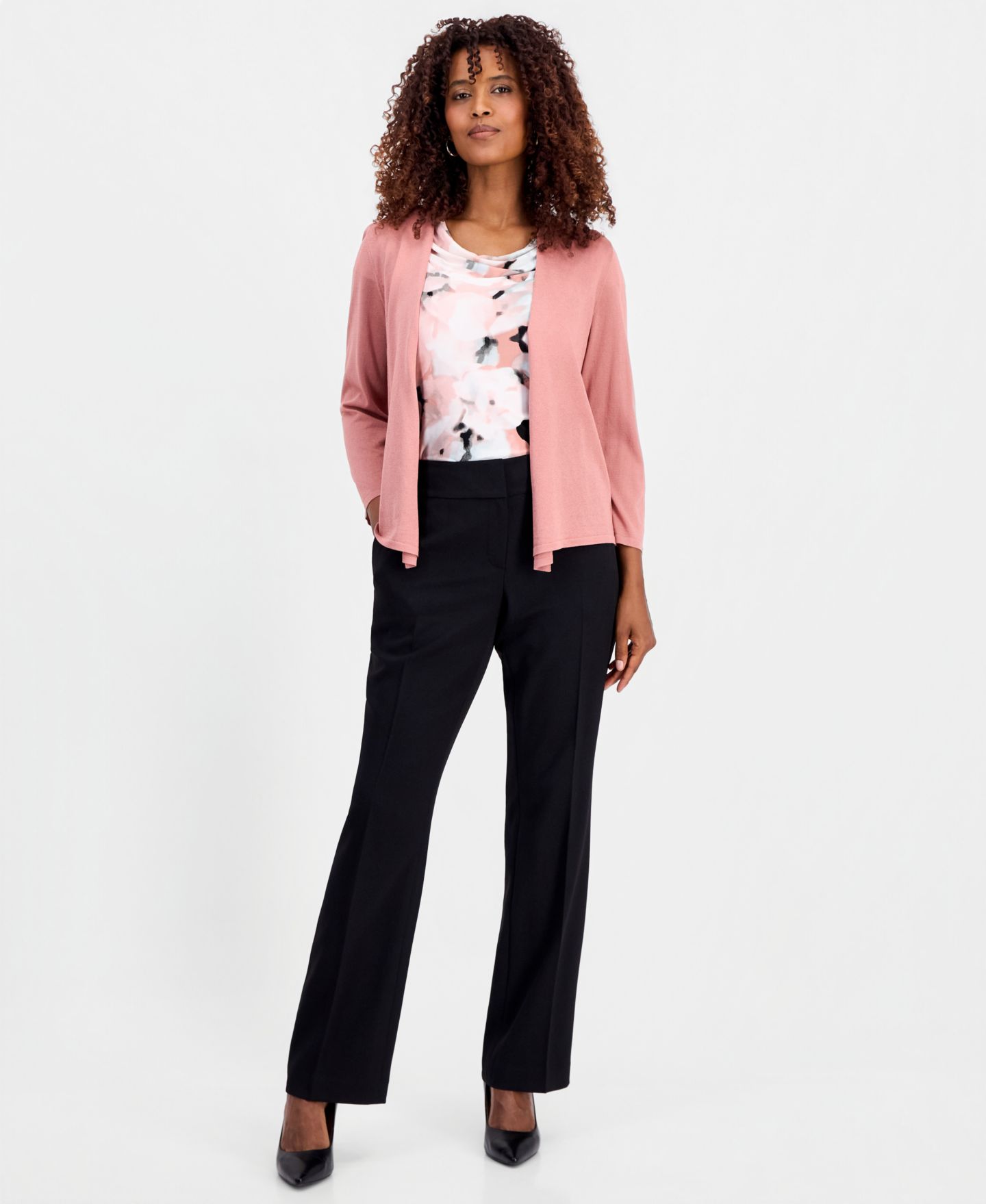 Женский топ Kasper Petite Blurred Floral Cowlneck, цвет: Разноцветный — фото 2