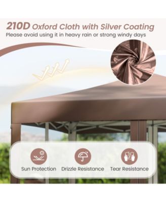 10 FT x 10 FT Pop-Up Canopy Tent w/ Mesh Netting Carry Bag 8 Stakes and 4 Ropes Outdoor