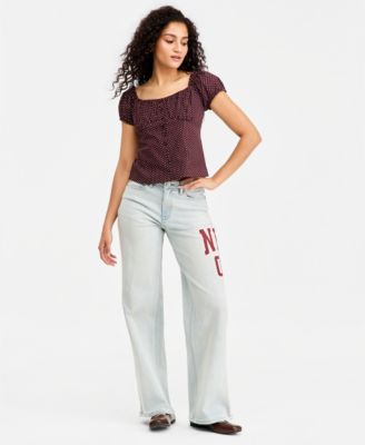 Juniors' Ultra '90s Wide-Leg Varsity Jeans