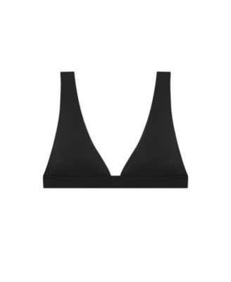 Women's Solid Black Banded Tall V-Neck Bralette Swimsuit Top