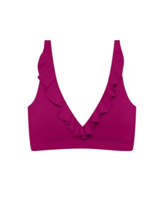 Women's Plumeria Ruffle Underwire Bralette Swimsuit Top