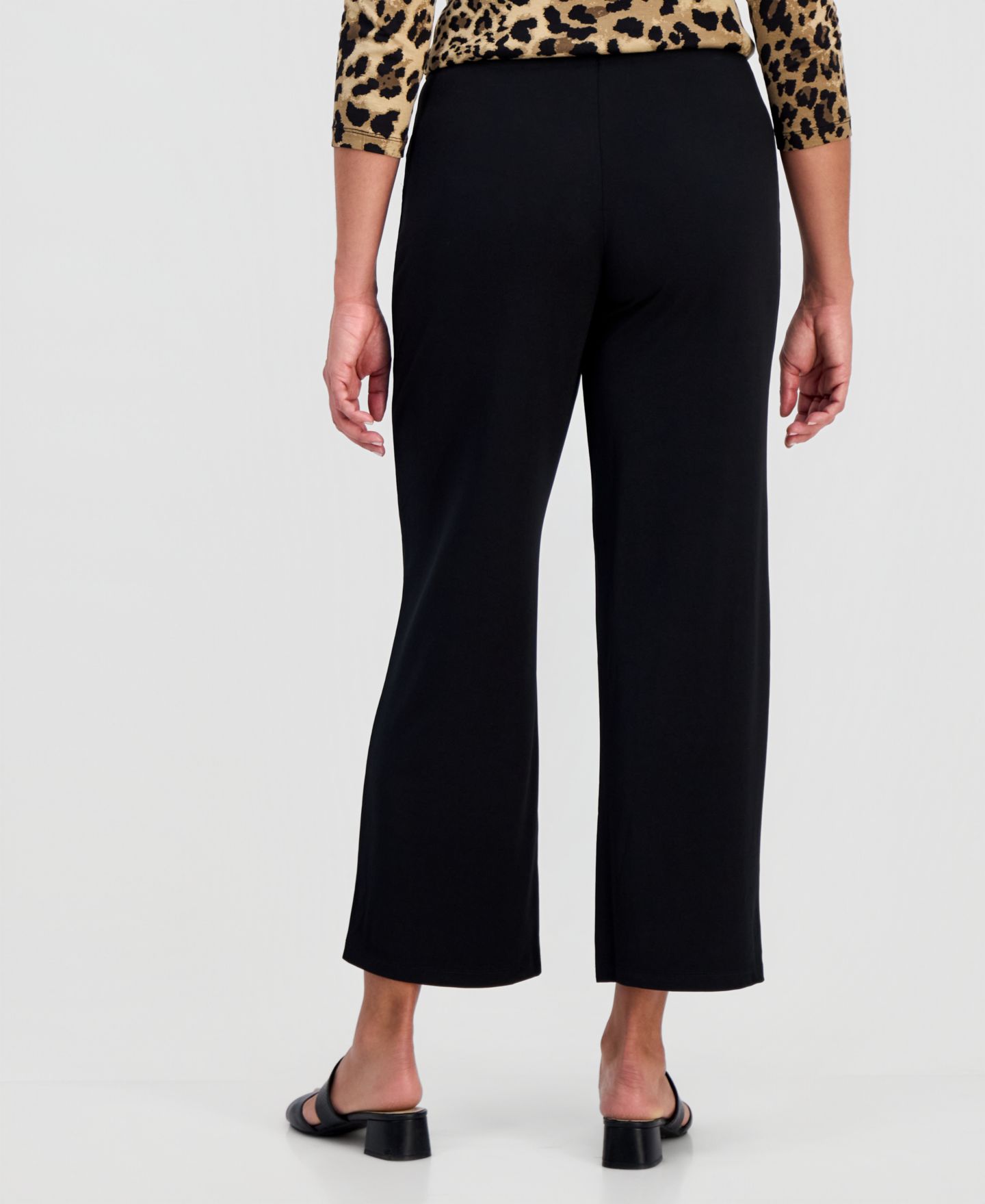 Женские брюки JM Collection Knit Wide-Leg Pull-On Pants, Regular & Short Lengths, цвет: Глубокий чёрный, вариант 1 — фото 4
