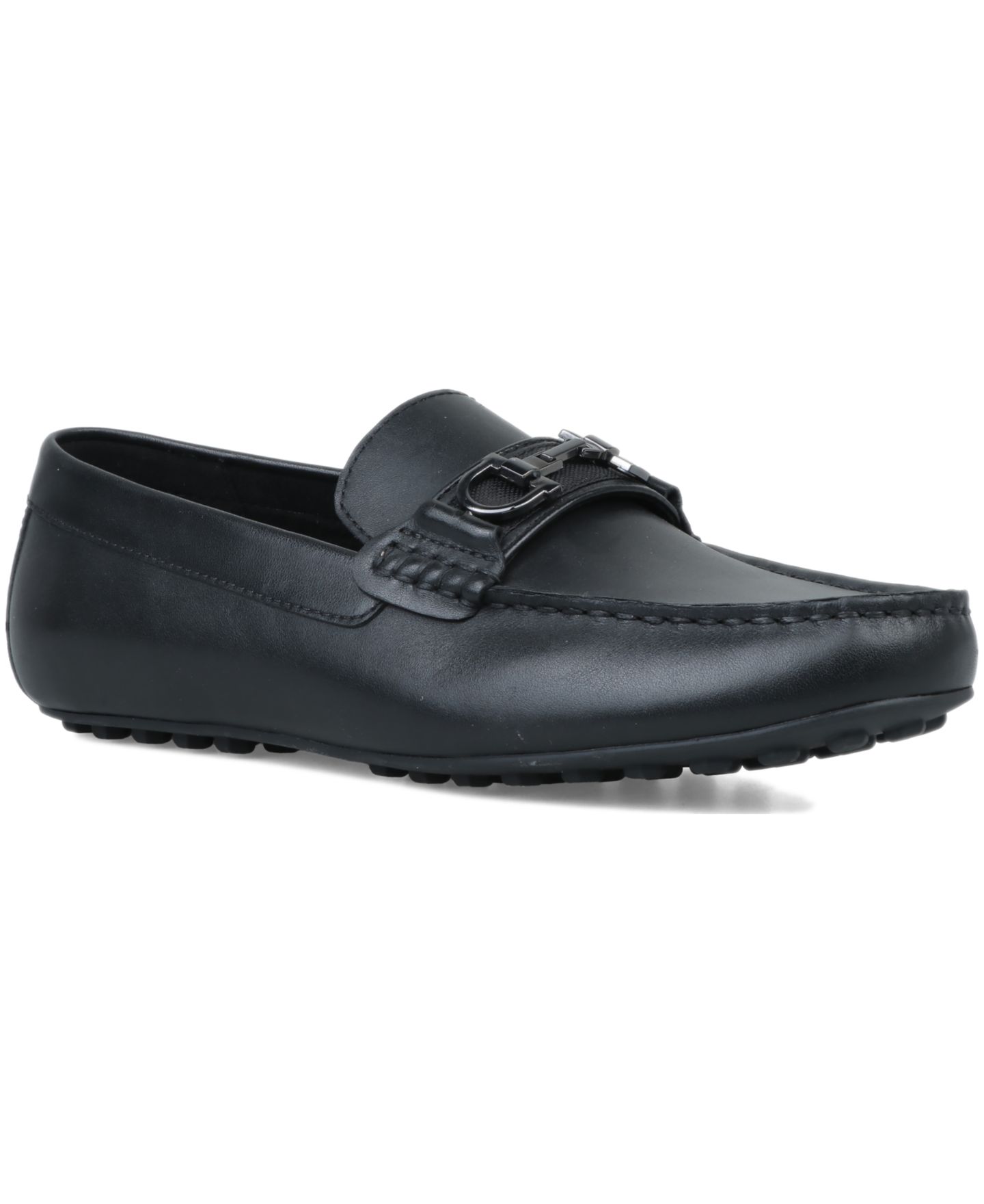 Мужские туфли Alfani Genuine Leather Slip-On Bit Driving, цвет: Чёрный кожаный — фото 1