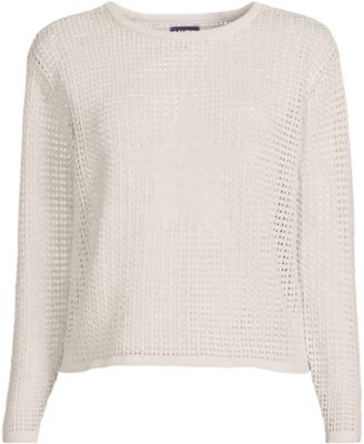 Women's Cotton Viscose Mesh Jacquard Crew Neck Sweater