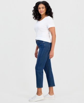 Women's Mid-Rise Straight Leg Ankle Jeans