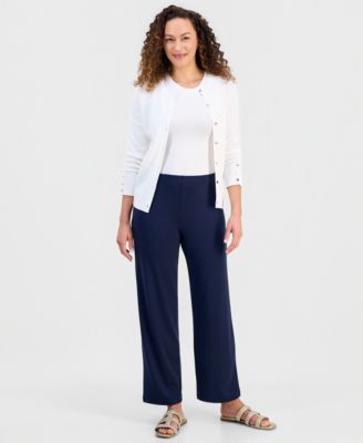 Petites Knit Wide-Leg Pull-On Pants, Petite & Petite Short