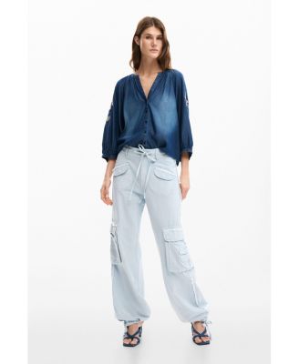 Women's Embroidered balloon blouse