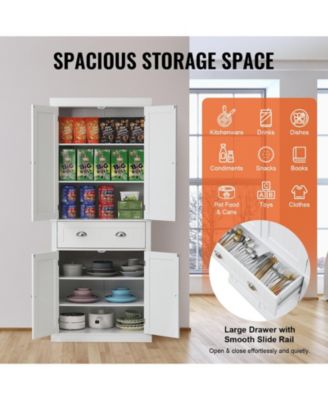 72 in Tall Freestanding Kitchen Pantry Storage Cabinet with Adjustable Shelves