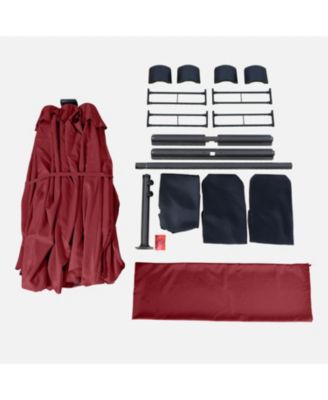 15ft Double-Sided Solar RGB LED Patio Umbrella with Base, Dual Charging