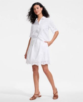 Women's Poplin Eyelet Mini Skirt