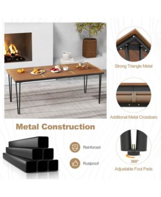 Set of 9 Patio Dining Set w/79'' Rectangular Dining Table and 8 Stackable Rattan Chairs