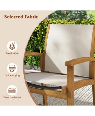 9PCS Acacia Wood Outdoor Dining Set w/ 1.97'' Umbrella Hole for Backyard Garden