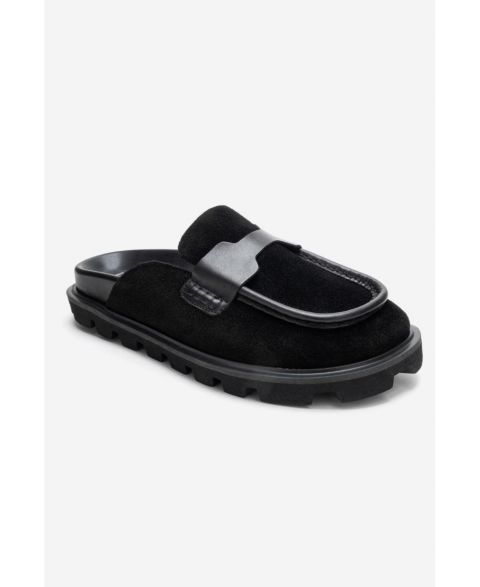 Женские тапочки Forever & Always Shoes Vela Leather Slipper, цвет: Чёрный замшевый