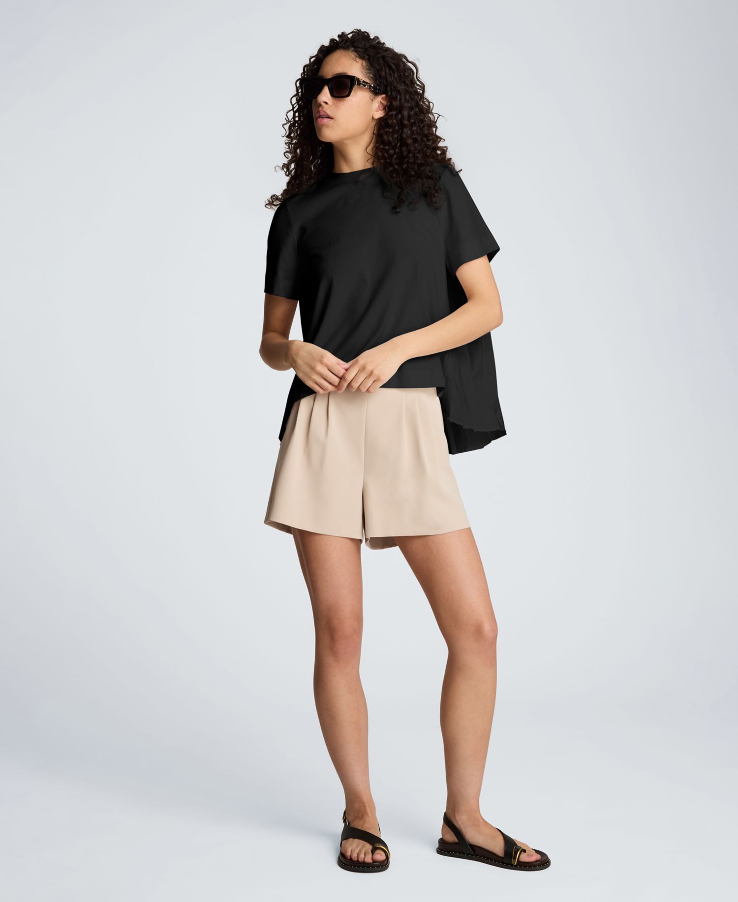 Women's Short-Sleeve High-Low Pleated Back T-Shirt
