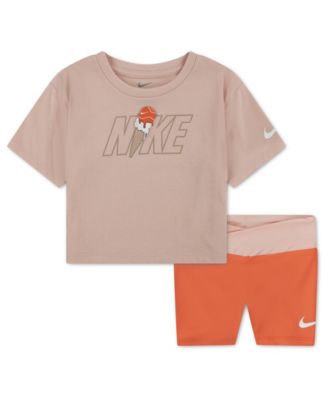 Girls' Toddler 2T-4T Crewneck T-Shirt and Crossover Bike Shorts, 2-Piece Set