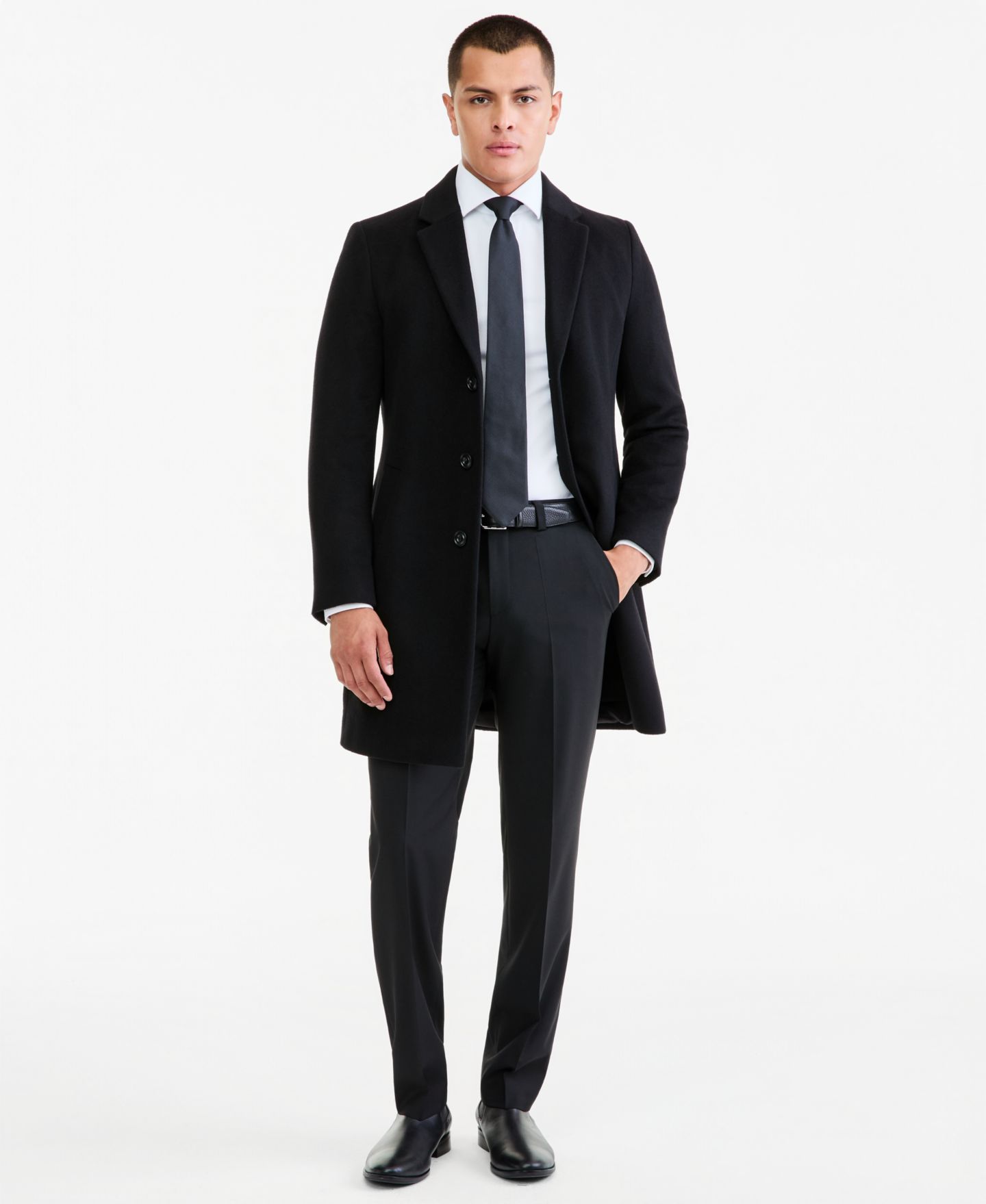 Мужское пальто Hugo Boss Regular-Fit Cashmere Overcoat, цвет: Чёрный — фото 1