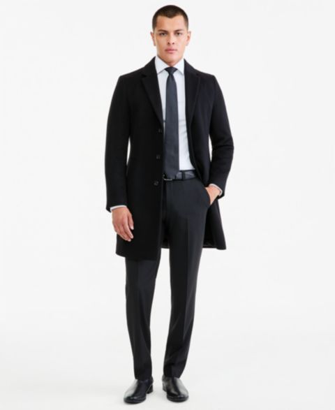 Мужское пальто Hugo Boss Regular-Fit Cashmere Overcoat, цвет: Чёрный